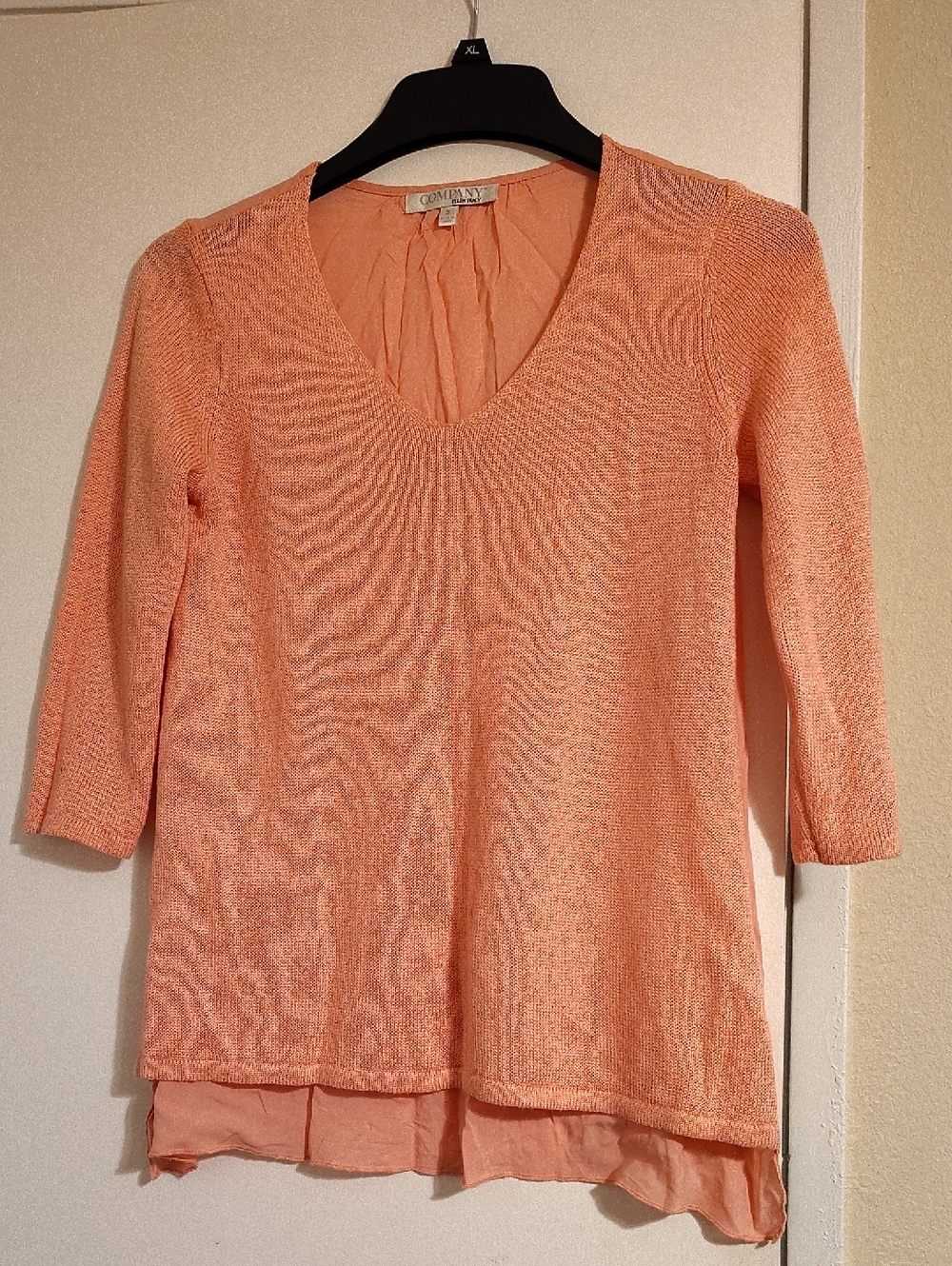 Peach Layered V-Neck Knit Top